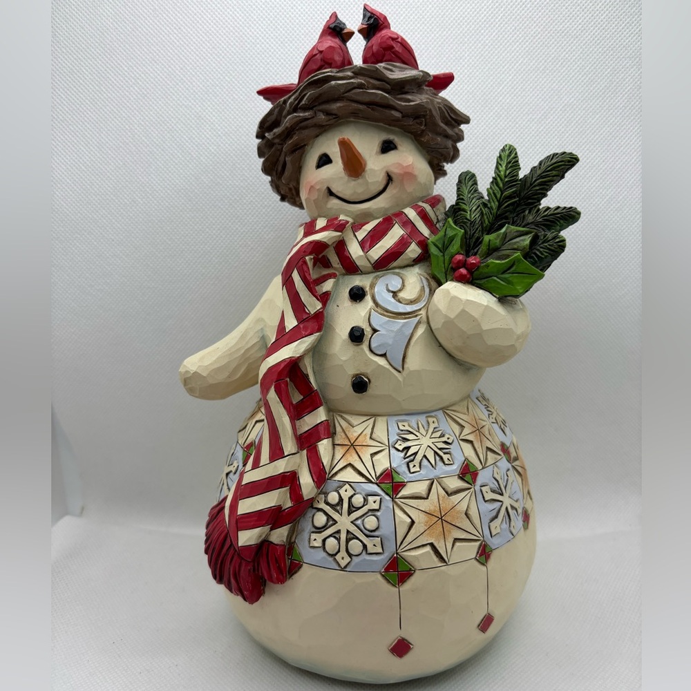 Jim Shore Snowman with Red and Green Accents